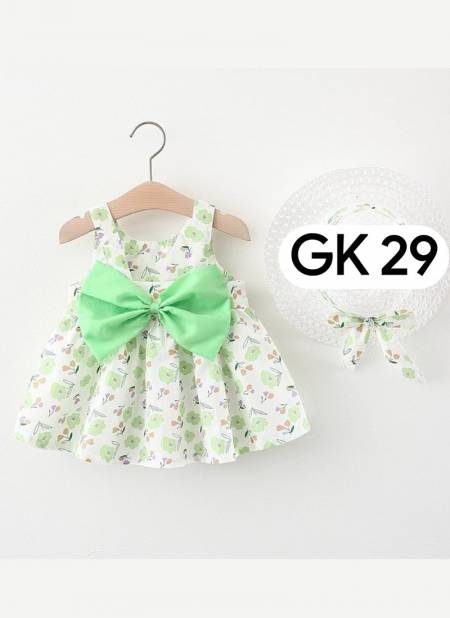 Pista Green Colour GURUKRUPA Fancy Stylish Party Wear Girls Kids Colllection GK-29